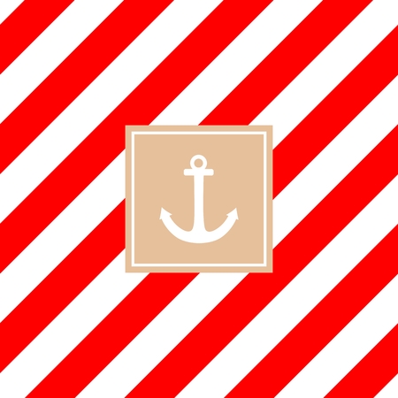 Nautical vector card or invitation with anchor, pastel background and red white stripesのイラスト素材