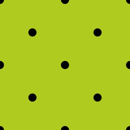 Tile spring pattern with black polka dots on fresh grass green background.のイラスト素材