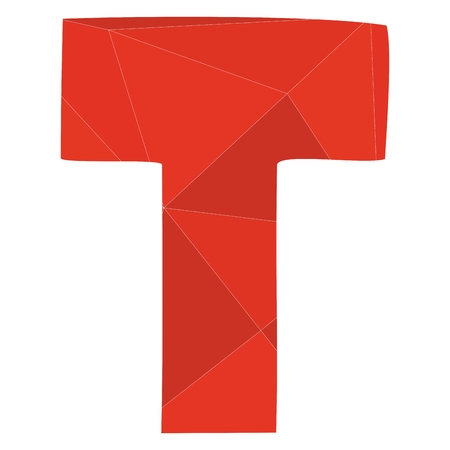 T red alphabet wrapping surface vector letter isolated on white backgroundのイラスト素材