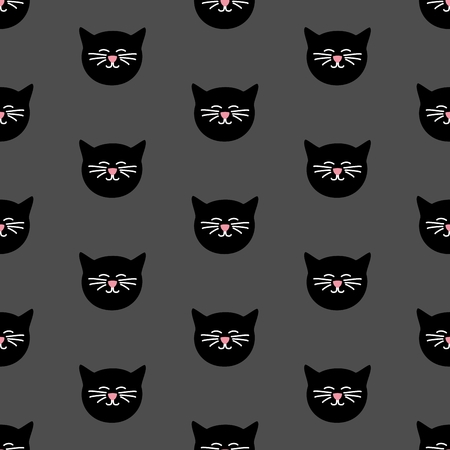 Tile vector pattern with black cats on grey backgroundのイラスト素材