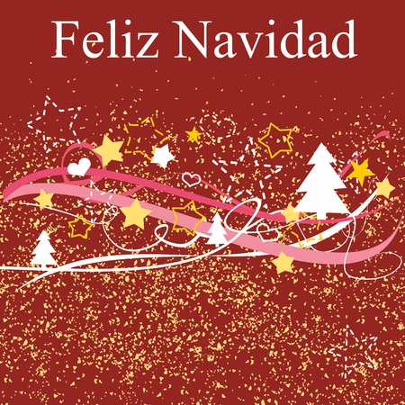 Christmas vector card or invitation for party with Merry Christmas wishes in espanol: Feliz Navidadのイラスト素材