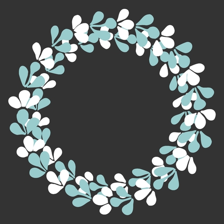White and blue vector laurel wreath on black backgroundのイラスト素材