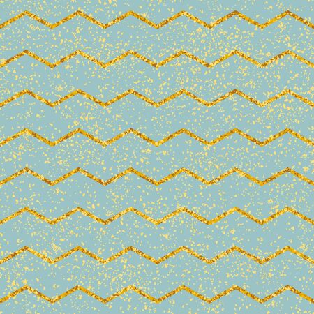 Tile vector pattern with pastel mint green and gold stripes and golden dust backgroundのイラスト素材