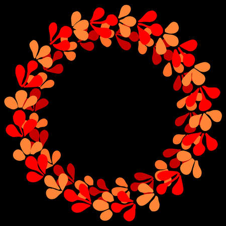 Red and yellow laurel wreath vector frame on black backgroundのイラスト素材