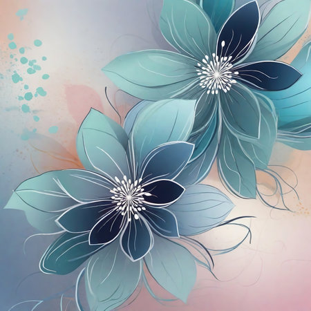 Abstract floral background with blue flowers.の素材
