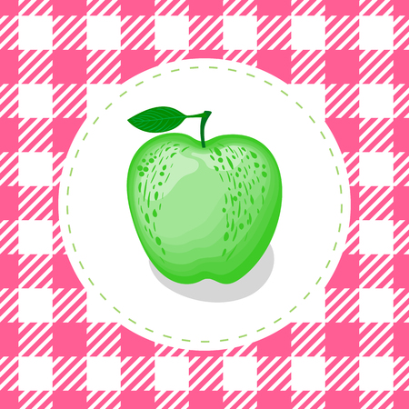Vector Apple green color on cell cute pink seamless pattern background.のイラスト素材
