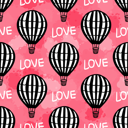 Vector Seamless Pattern Hot Air Balloonのイラスト素材