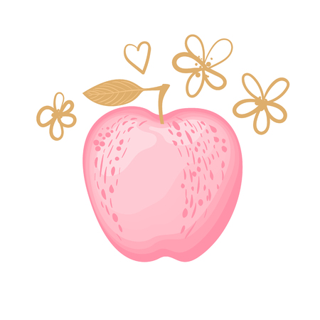 Vector fashion Pink Apple isolated on white background.のイラスト素材