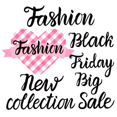 Vector Set black lettering inscription. Fashion Big Sale Black Friday New collection.のイラスト素材
