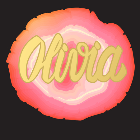 Vector Stone bright orange with lettering inscription name Oliviaのイラスト素材