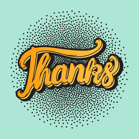 Card Thanks hand lettering inscription Vector illustration Pop art styleのイラスト素材