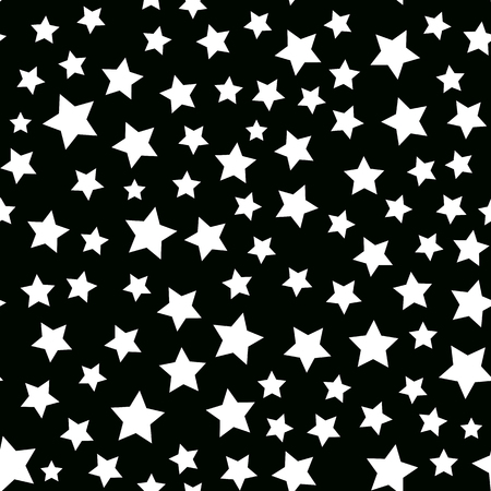 Vector white star seamless pattern Isolated on black background.のイラスト素材
