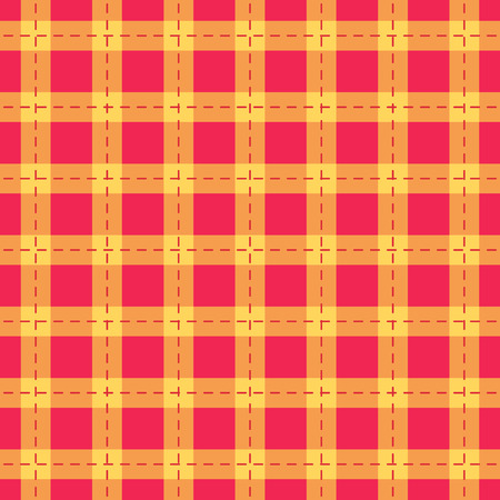 Seamless pattern check plaid fabric texture. Red with orange color Vector illustration.のイラスト素材