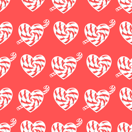 Caramel heart seamless pattern. Vector illustration isolated on red background design Candy shopのイラスト素材