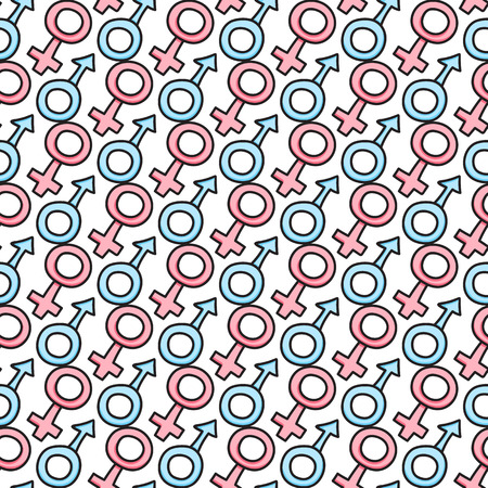 Seamless pattern symbol male and female hand drawn. Vector surface design isolated on white backgroundのイラスト素材