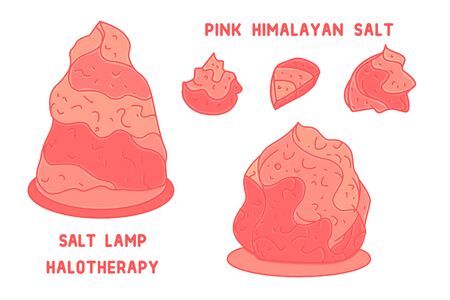 Himalayan salt lamp stones illustrations. Vector illustration isolated on whiteのイラスト素材