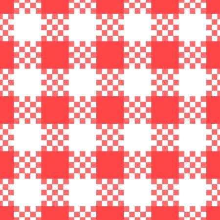 Checkered seamless pattern. Red and white color. Kitchen surface texture print design. Vector stock illustration background. Vichy cageのイラスト素材