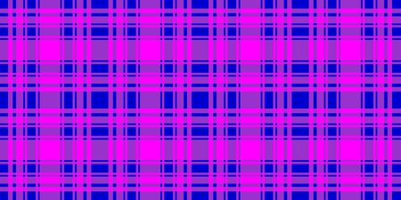 Checkered horizontal seamless pattern. Blue and fuchsia trend color striped background. Vector stock abstract cell colorfull backdrop. Surface fashion design textureの写真素材