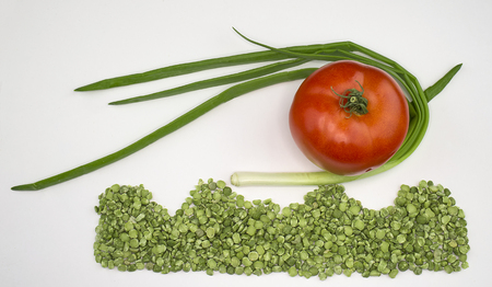 Picture of dry pea onion and tomatoの写真素材