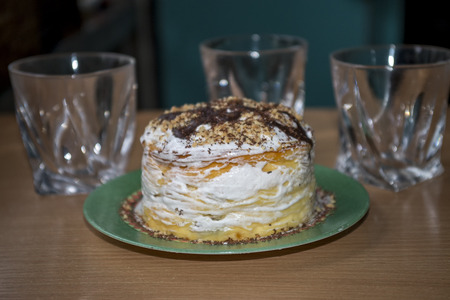 Cooking and decoration traditional home Easter cakeの写真素材