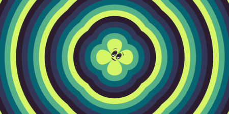 Groovy retro background of the 70s. Abstract vintage background. Vector illustration in a simple linear style-design template-hippie style.のイラスト素材