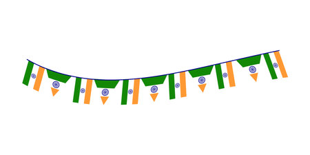 India's Independence Day National Flag of India Tricolor August 15th Celebration Vector Illustrationのイラスト素材