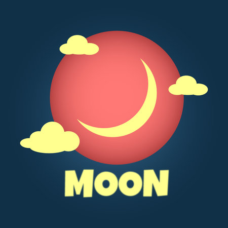 Mid-autumn holiday greeting card design with the moon in a minimalist style. Isolated vector objects, vector illustration.のイラスト素材