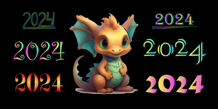 2024 room design template set. Christmas collection 2024 Happy New Year. Vector illustration with colorful labels for diaries, notebooks, calendars 2024 - can be used immediately. Perfect for websites, social media, commercial, and others. Vector.のイラスト素材