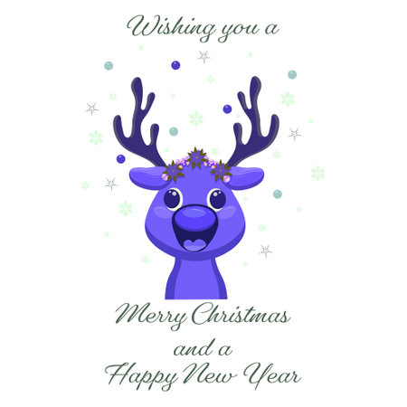 Christmas reindeer cardの写真素材