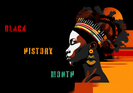 Black History Month Vector Template Design Illustration, African American History. can use for, landing page, template, ui, web, mobile app, poster, banner, flyer, backgroundの写真素材