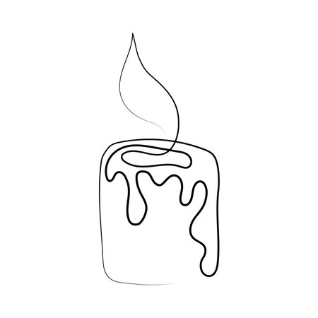 Candle icon vector illustration. Continuous line drawing of a candle.のイラスト素材