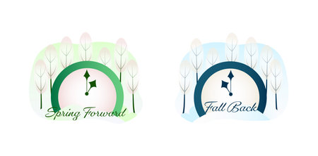daylight saving time. warm autumn colors. vector imageのイラスト素材