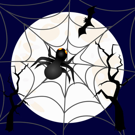 Halloween Spooky Night Scene Vector Imageのイラスト素材