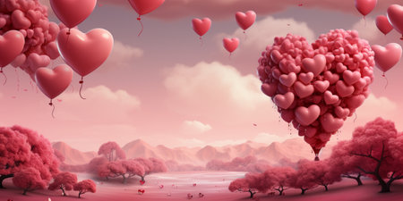 Greeting card, banner, poster, Valentine's Day invitation with a place for congratulationsの素材