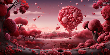 Greeting card, banner, poster, Valentine's Day invitation with a place for congratulationsの素材