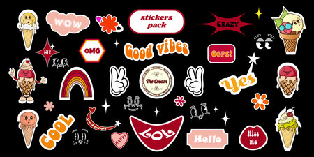 Y2K style sticker setのイラスト素材