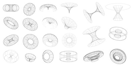 Y2k, Rave, Retrofuturistic conceptual elements. Acid Y2K geometric shapes, vaporwave elements from the 90s, 80s, 00s.3D Vector graphicsのイラスト素材