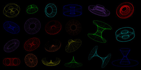 Y2k, Rave, Retrofuturistic conceptual elements. Acid Y2K geometric shapes, vaporwave elements from the 90s, 80s, 00s.3D Vector graphicsのイラスト素材