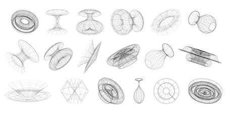 Y2k, Rave, Retrofuturistic conceptual elements. Acid Y2K geometric shapes, vaporwave elements from the 90s, 80s, 00s.3D Vector graphicsのイラスト素材