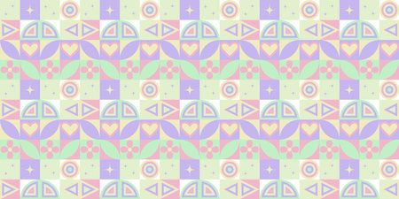 Geometric pattern vector background with Scandinavian abstract color or Swiss geometry prints of rectangles, squares and circles shape designのイラスト素材