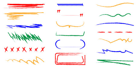 Elements for annotations, highlighting, and underlining in textのイラスト素材