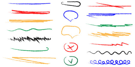 Elements for annotations, highlighting, and underlining in textのイラスト素材