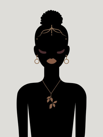 Black silhouette african woman in headdress vector imageのイラスト素材