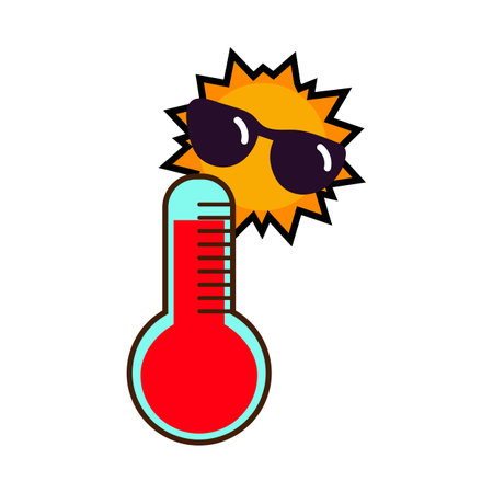 Heat, sun and thermometer icon.のイラスト素材