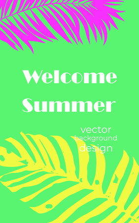Summer backgrounds with tropical palm leaves. Design templates in minimalist modern art style. Jungle and beach theme. vector illustrationのイラスト素材