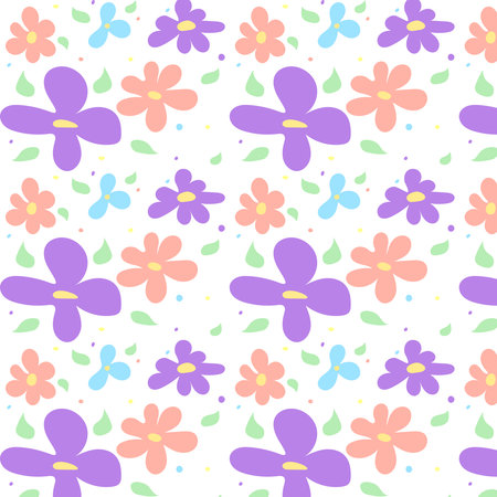 Floral Pattern of Hand-Painted Flowers