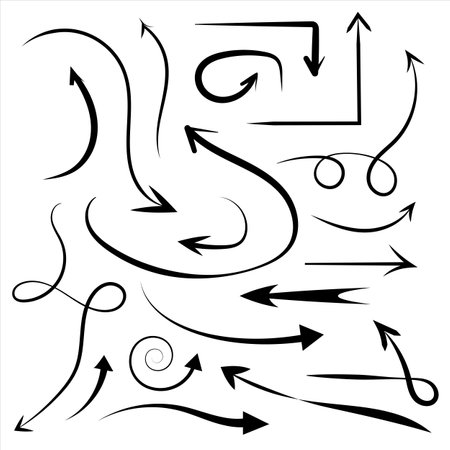 Set arrow icons, Collection different types of arrows sign. Black vector arrows fullyのイラスト素材