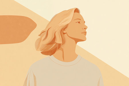 A modern and sophisticated minimalist portrait of a woman with closed eyes, created in an abstract line art style. Featuring soft, warm earthy tones, this digital artwork exudes elegance, serenity, and contemporary beauty. Ideal for art prints, interior decor, and fashion-inspired graphic design. AI-generated illustrationの写真素材