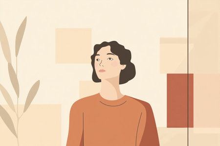 A modern and sophisticated minimalist portrait of a woman with closed eyes, created in an abstract line art style. Featuring soft, warm earthy tones, this digital artwork exudes elegance, serenity, and contemporary beauty. Ideal for art prints, interior decor, and fashion-inspired graphic design. AI-generated illustrationの写真素材