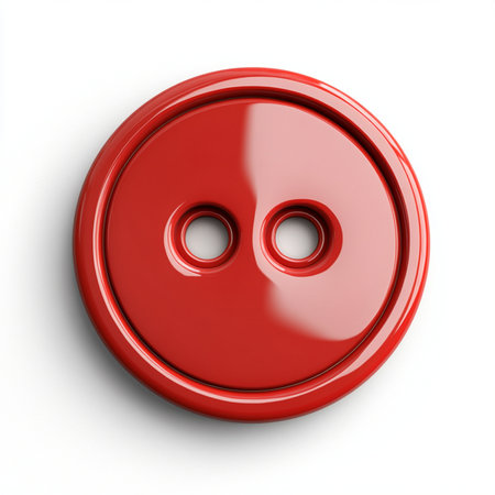 High-resolution image of a single button isolated on a clean white background. Ideal for fashion, sewing, clothing design, tailoring, crafts, and e-commerce purposes. The simple composition emphasizes the button's shape, detail, and texture. Perfect for catalogs, product mockups, DIY projects, or garment-related visualsの写真素材
